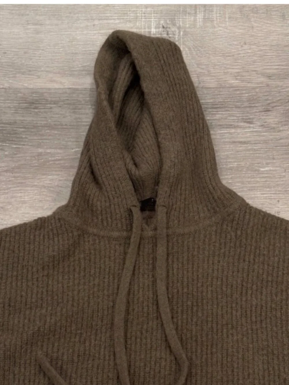 Jenni Kayne Hooded Sweater Baby Alpaca Wool Relaxed Knit Olive Green Womens XXL - Picture 3 of 8